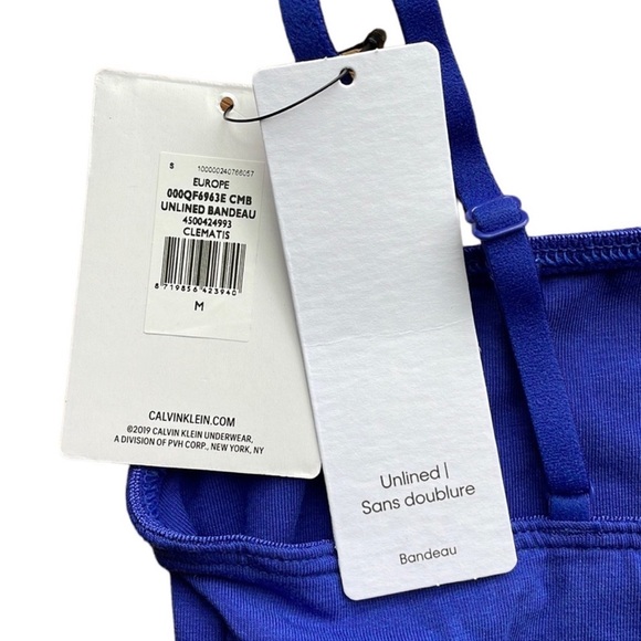 NWT Calvin Klein CK One Cotton Cobalt Bandeau Bralette - Picture 6 of 6